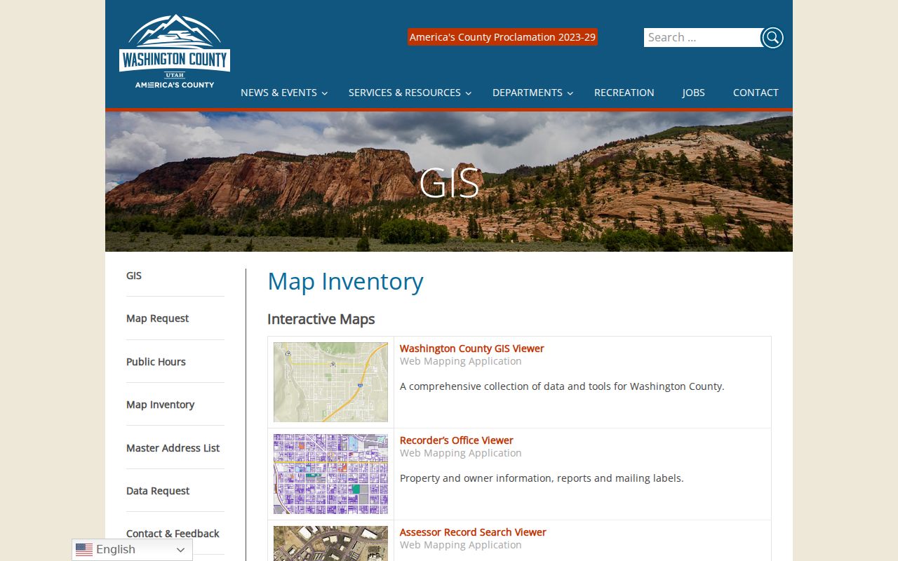Hurricane people search using Washington County assessor and recorder map choices