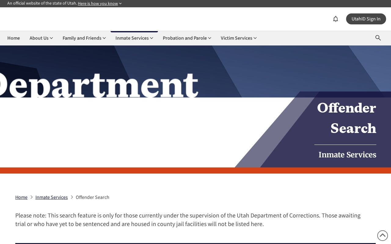 Hurricane people search using the Utah state corrections lookup